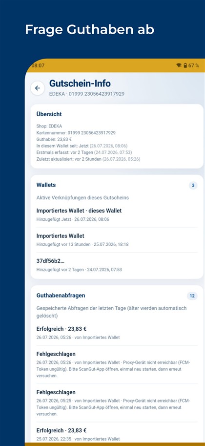ScanGut App: Guthaben prüfen